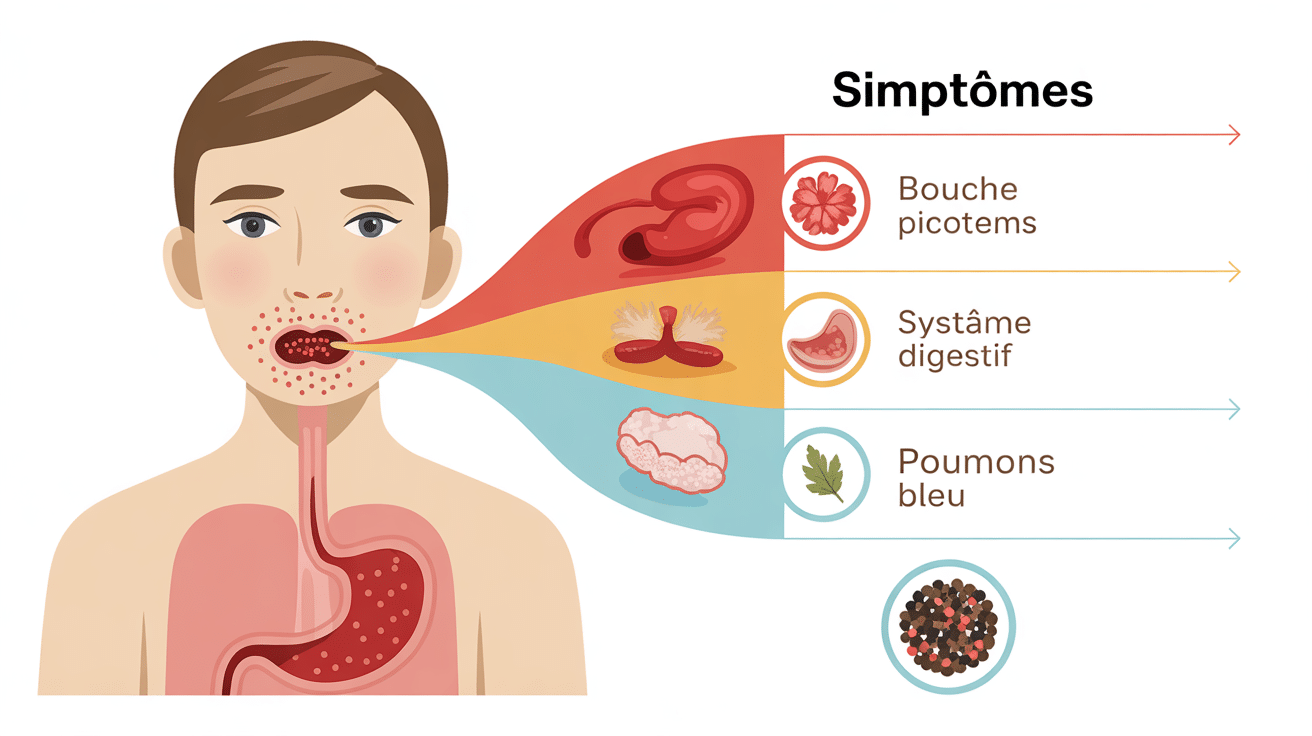 schéma allergie poivre symptômes silhouette
