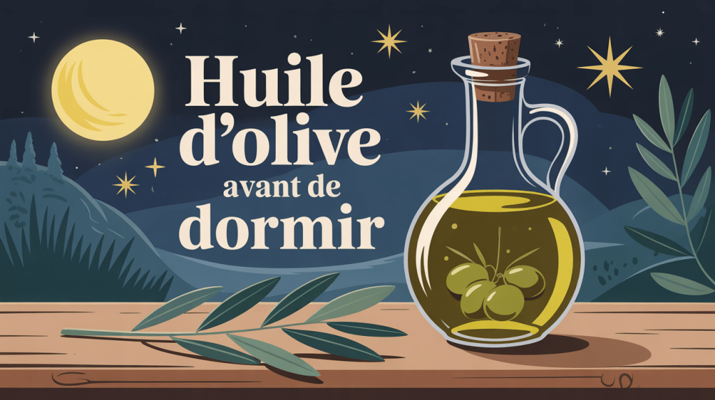 Boire de l'huile d'olive avant de dormir bouteille lune étoilée