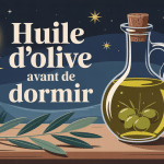 Boire de l'huile d'olive avant de dormir bouteille lune étoilée