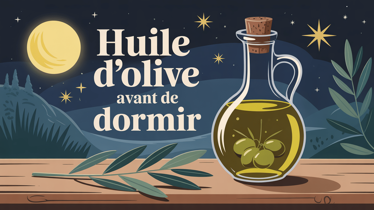Boire de l'huile d'olive avant de dormir bouteille lune étoilée