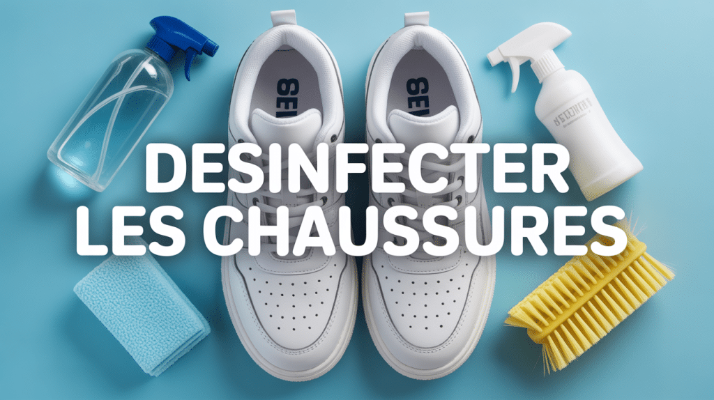 Desinfecter les chaussures vue d'ensemble produits nettoyage