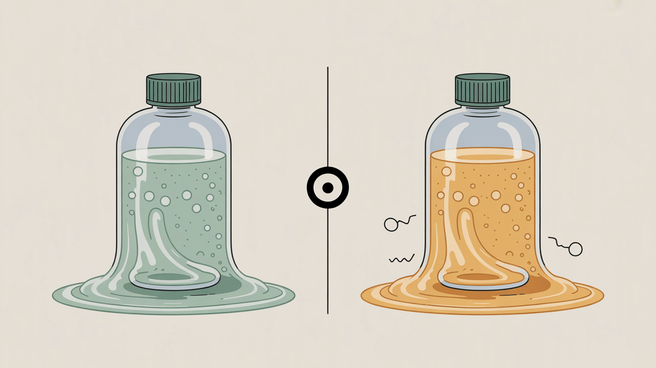 Comparaison gel hydroalcoolique périmé état texture