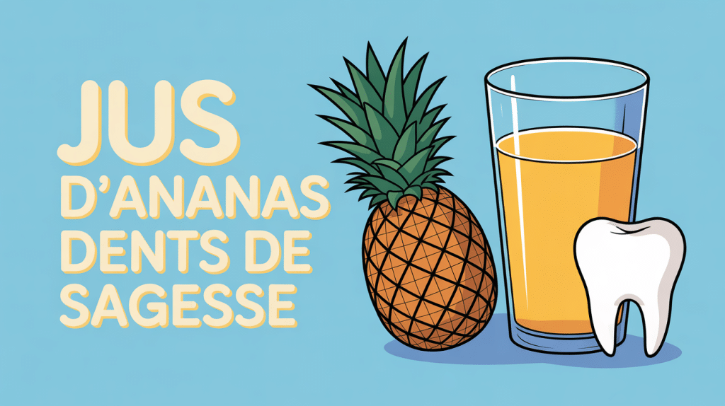 Illustration d'un verre de jus d'ananas et dent de sagesse