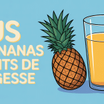 Illustration d'un verre de jus d'ananas et dent de sagesse