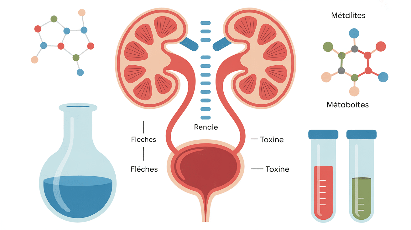 Schéma filtration rénale nettoyeur 24h drogue urine