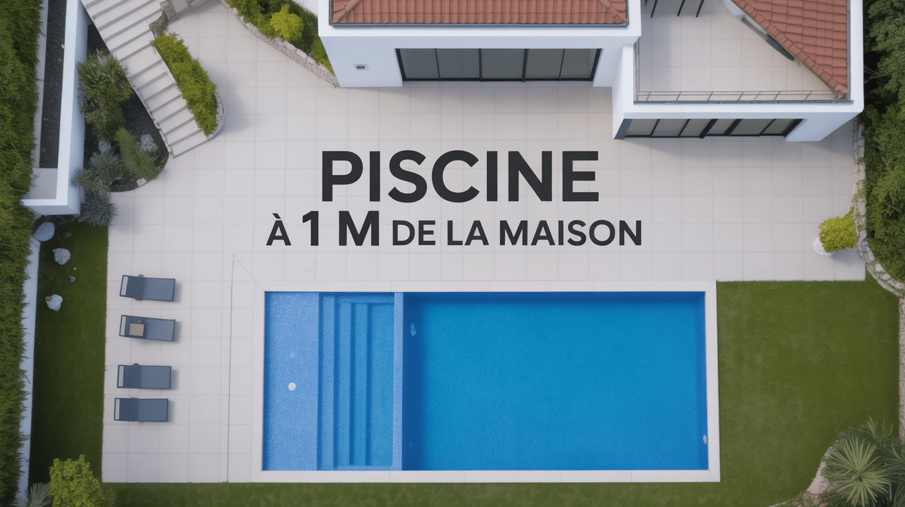Vue aérienne piscine à 1 m de la maison moderne