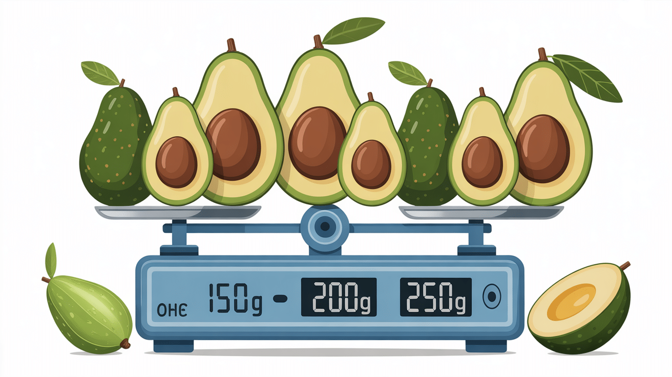 poid avocat differents sur balance digital