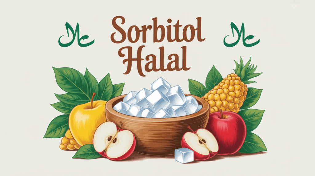 Illustration sorbitol halal cristaux blancs fruits certification