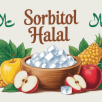 Illustration sorbitol halal cristaux blancs fruits certification