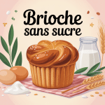 brioche sans sucre dorée et moelleuse sur nappe élégante