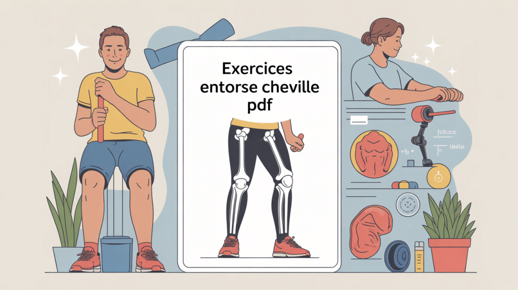 Illustration PDF rééducation entorse cheville exercices