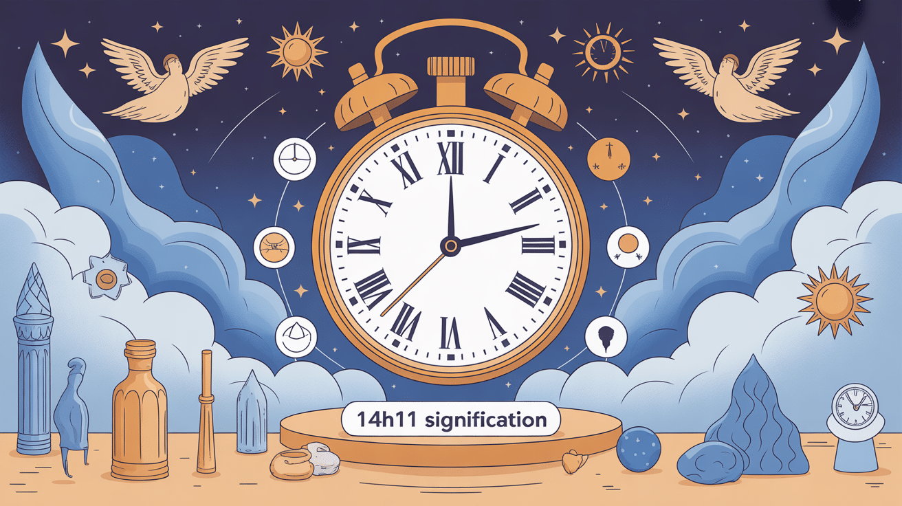 14h11 signification illustration horloge guidance symboles