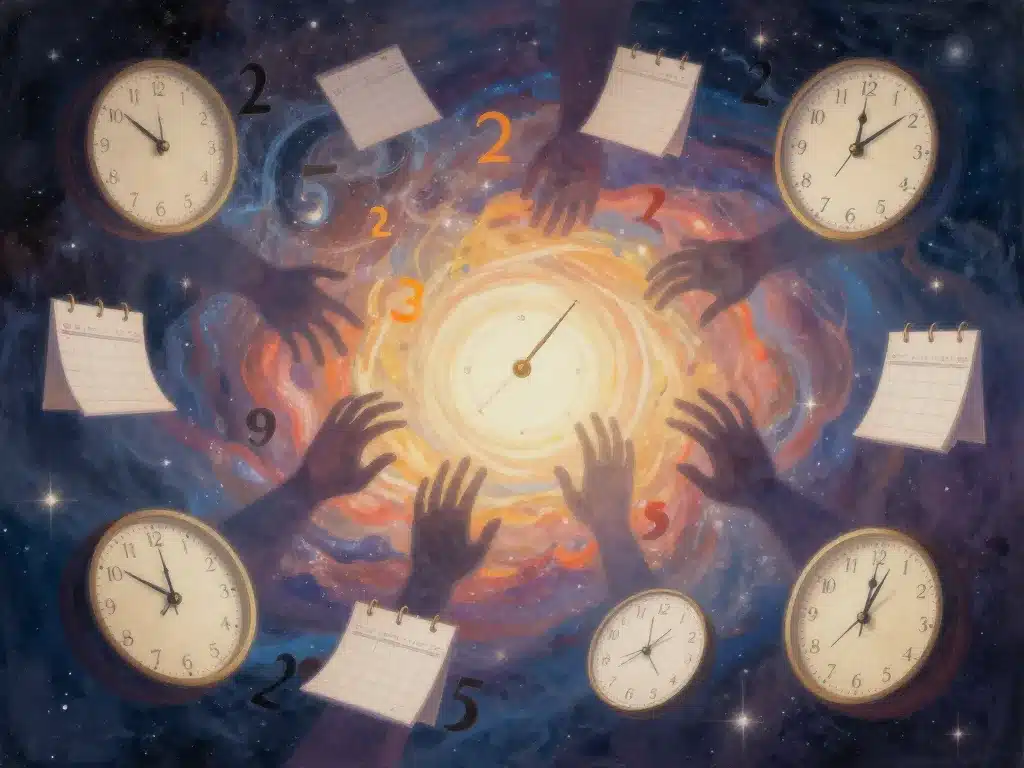 Synchronicités flamme jumelle date de naissance illustration horloges