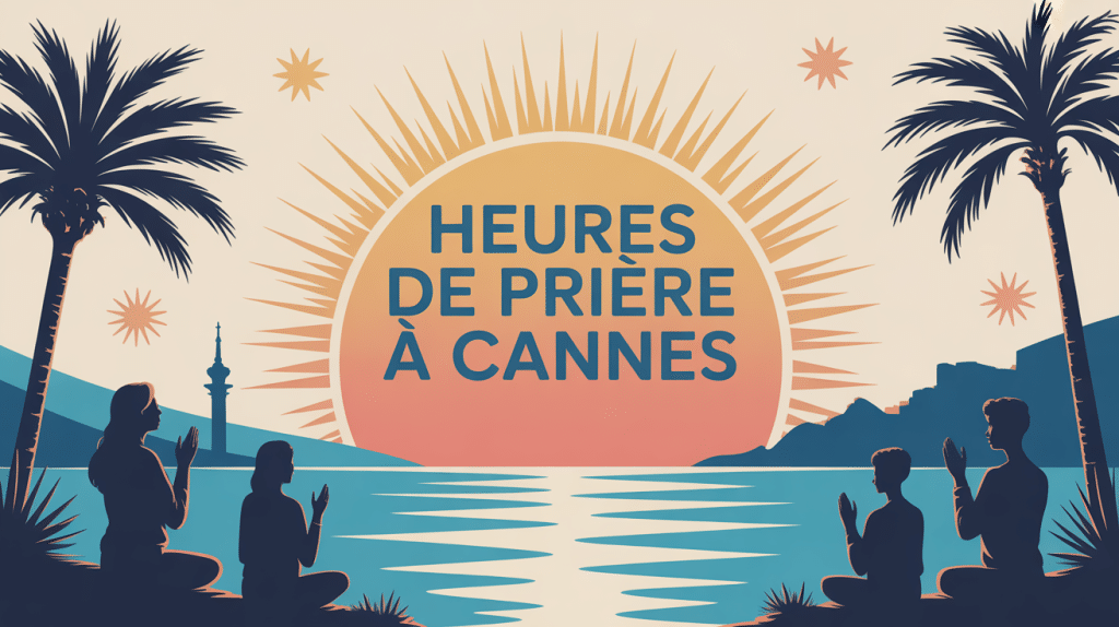 illustration vectorielle heure de prière Cannes coucher de soleil