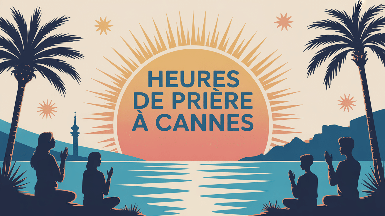 illustration vectorielle heure de prière Cannes coucher de soleil