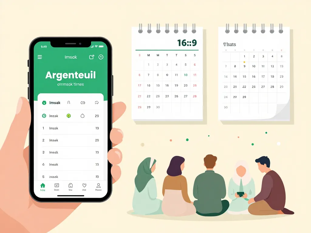 Accès fiable horaires imsak argenteuil appli calendrier