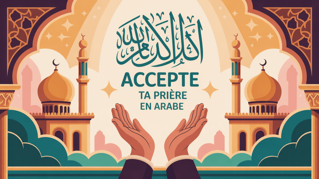 illustration qu'allah accepte ta prière en arabe ambiance paisible