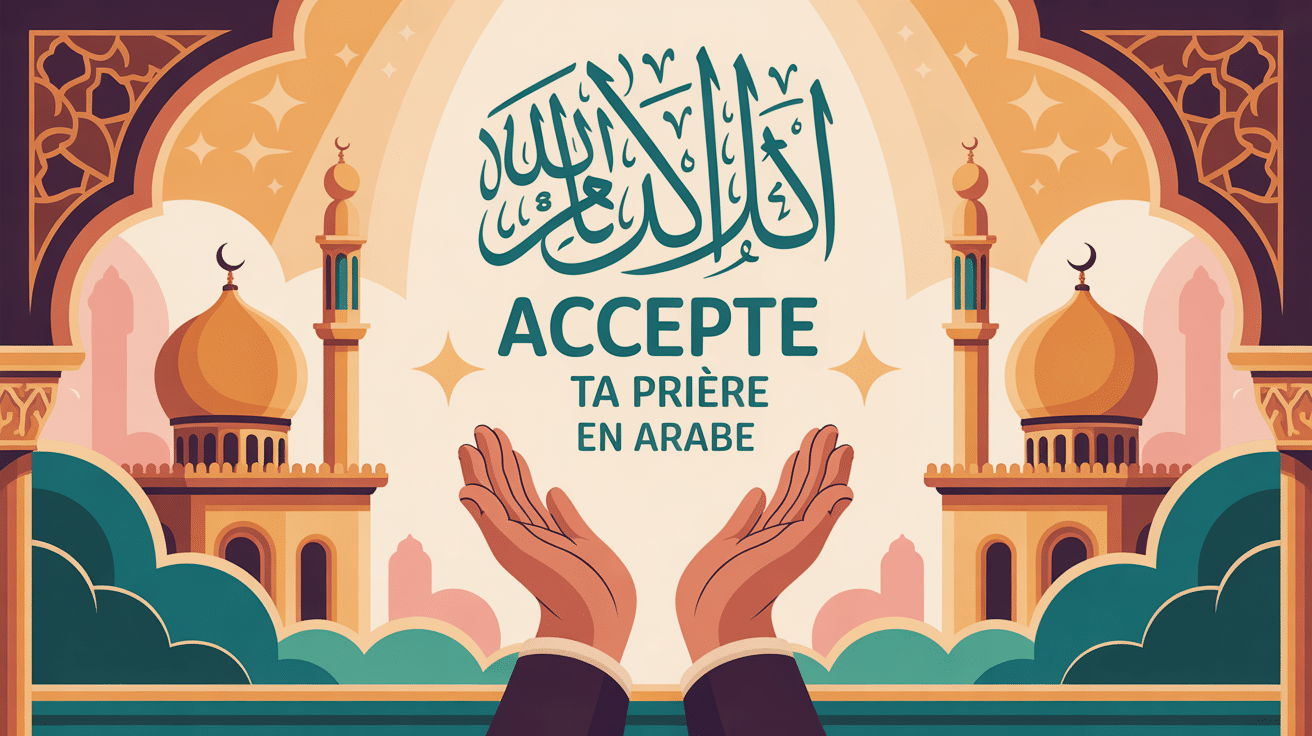 illustration qu'allah accepte ta prière en arabe ambiance paisible