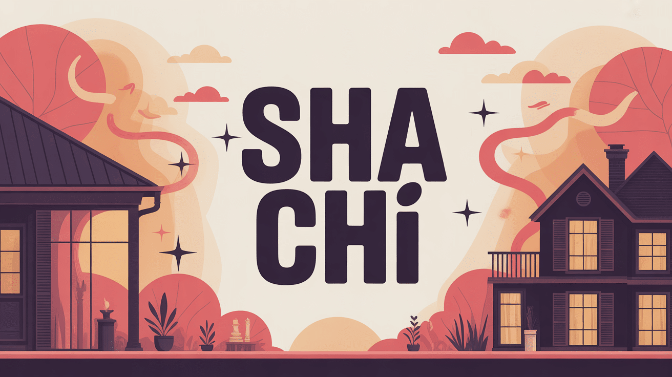 Illustration sha chi feng shui énergie agressive maison