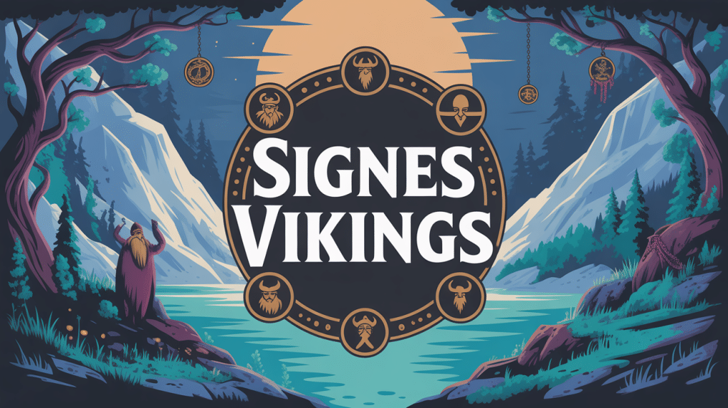 Signe viking flottant sur fond mythologie nordique