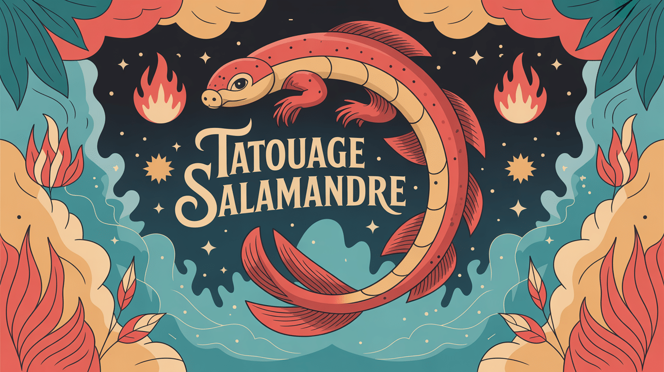 illustration signification tatouage salamandre feu eau