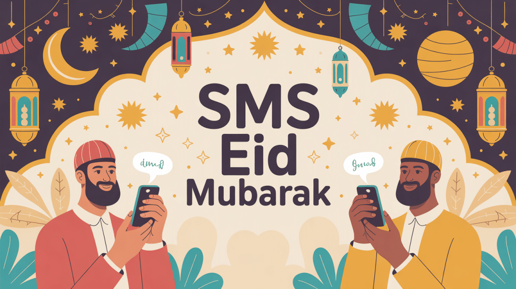illustration sms eid mubarak envoi messages ambiance festive