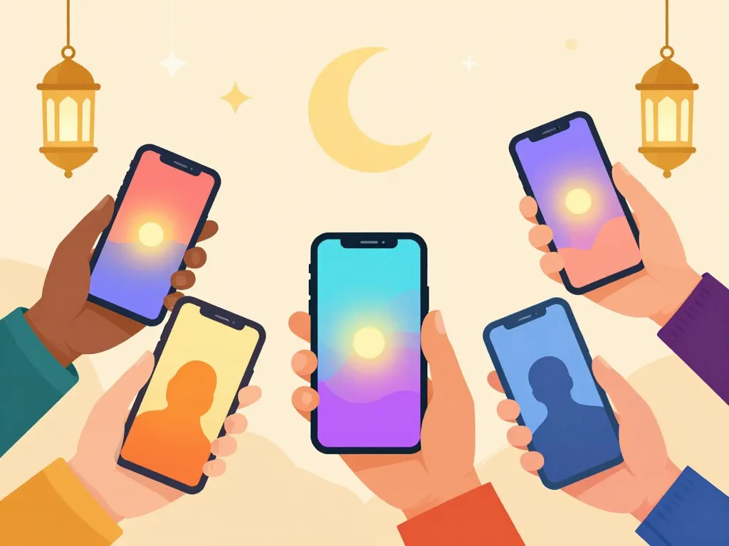 illustration sms eid mubarak universels mains téléphones
