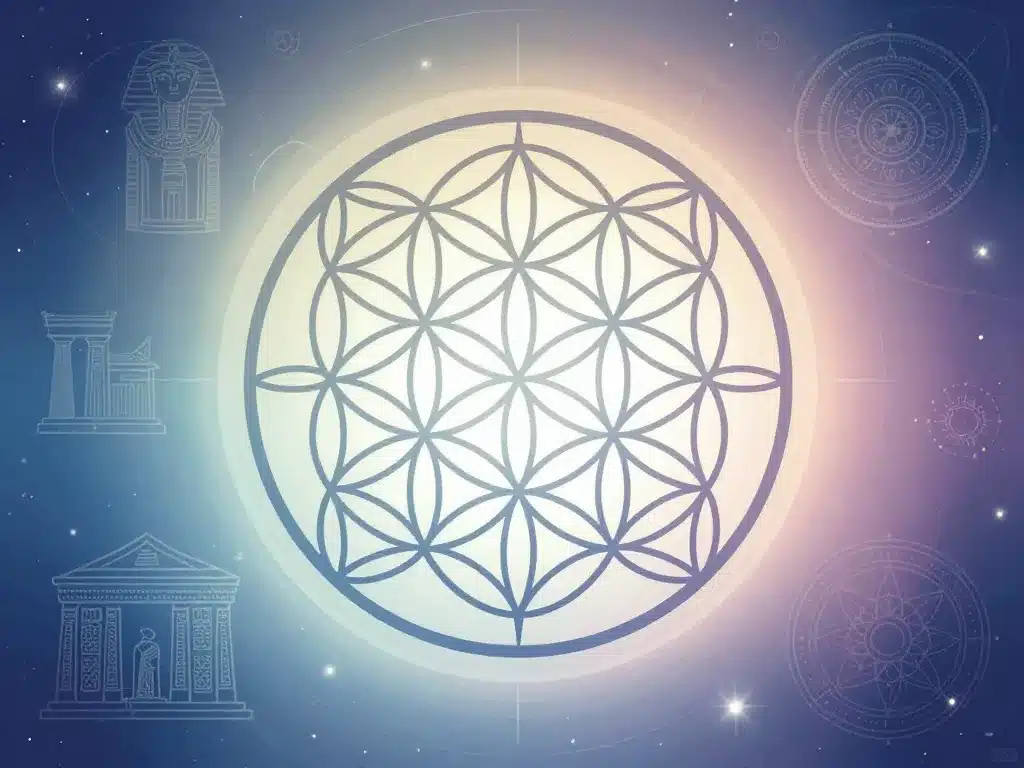 Editorial illustration tatouage fleur de vie géométrie sacrée cultures anciennes