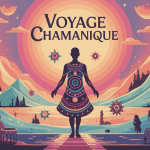 voyage chamanique silhouette motifs animaux totems tambour