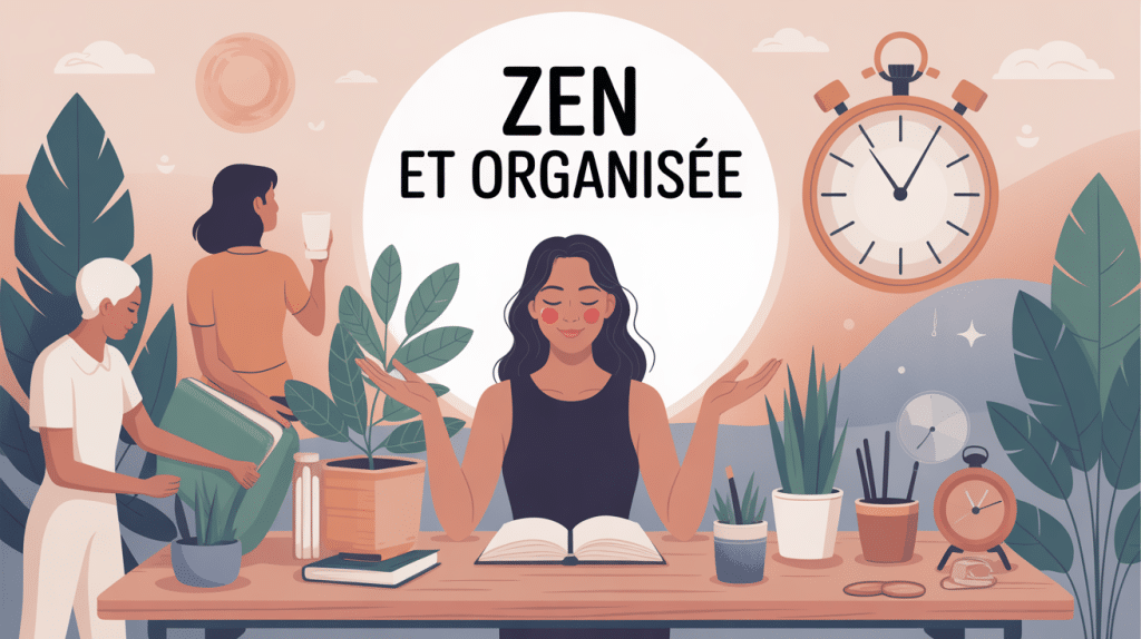 illustration zen et organisée femme organisation douce