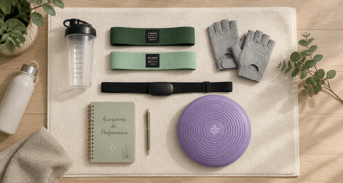accessoires de sport sur serviette crème