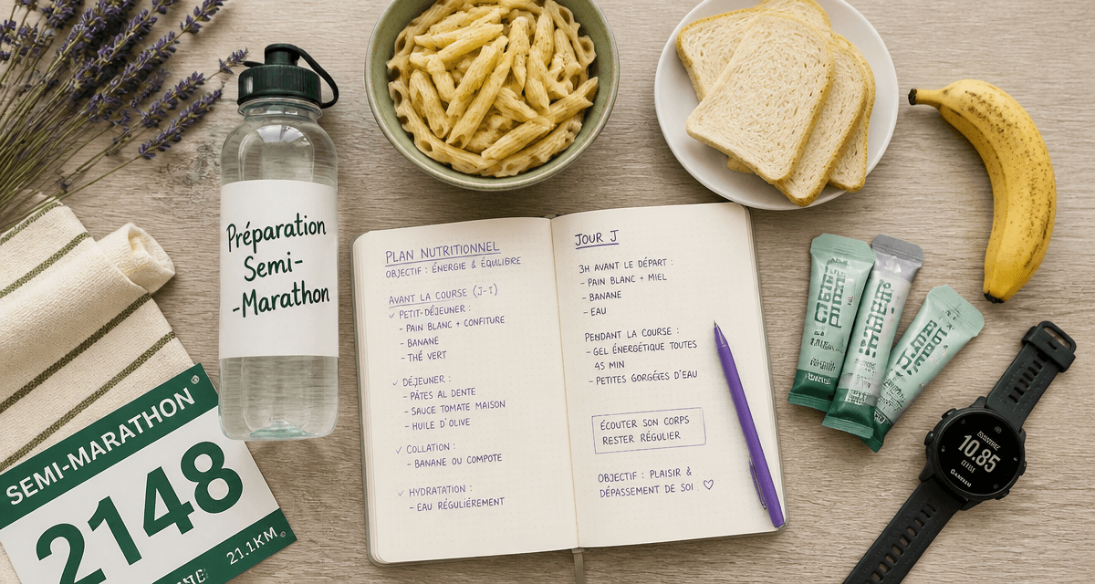alimentation pour un semi marathon table accessoires