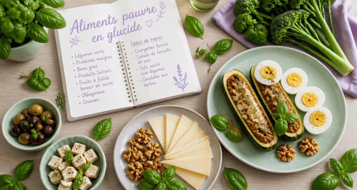 assiette aliments pauvre en glucide