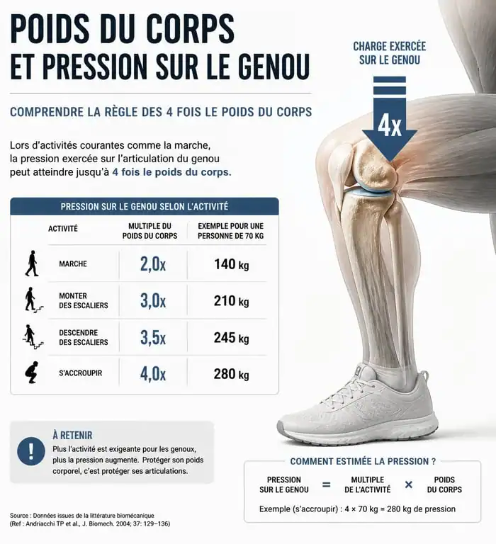Infographie sur le lien entre perte de poids et soulagement des douleurs articulaires et arthrose