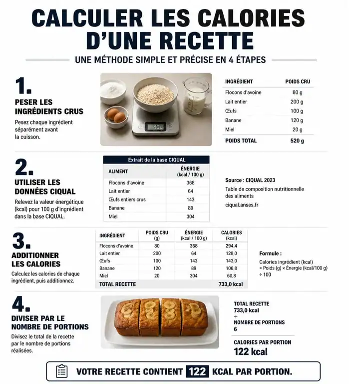 Méthode pour calculer les calories d'une recette maison