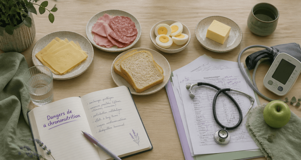 les dangers de la chrononutrition sur une table