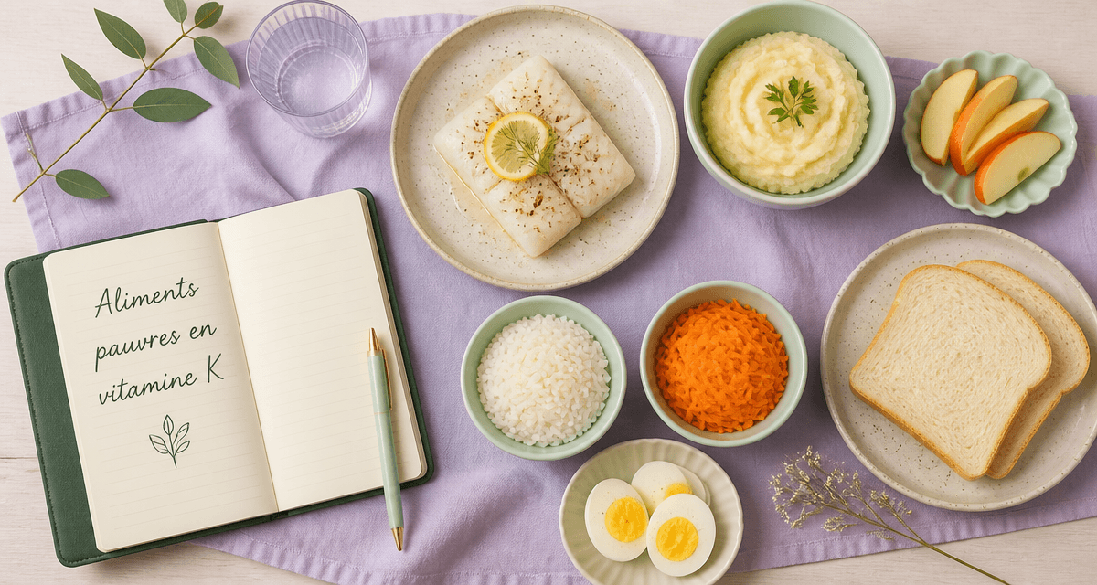 liste aliments sans vitamine k sur table