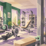 Machines de salle de sport en salle lumineuse