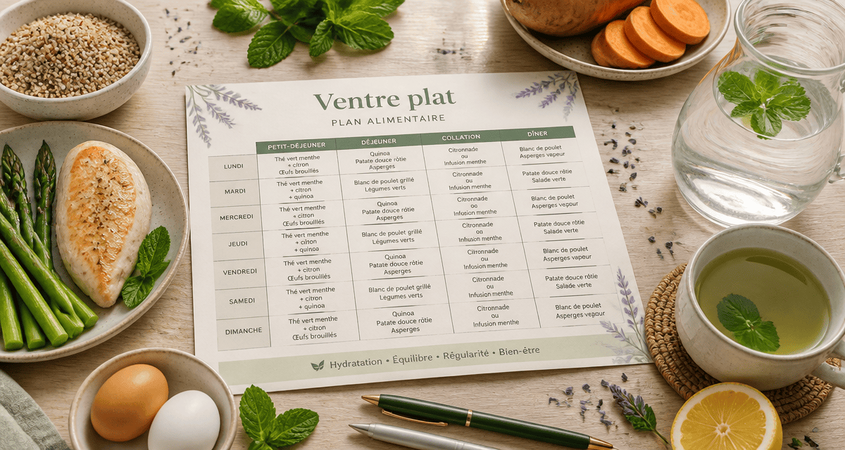 maigrir du ventre alimentation, aliments ventre plat sur table