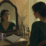 perver narcissique femme assise miroir salon