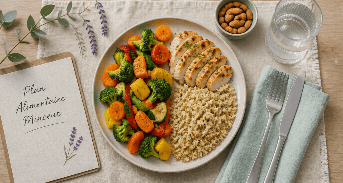 plan alimentaire pour perte de poids assiette légumes poulet quinoa