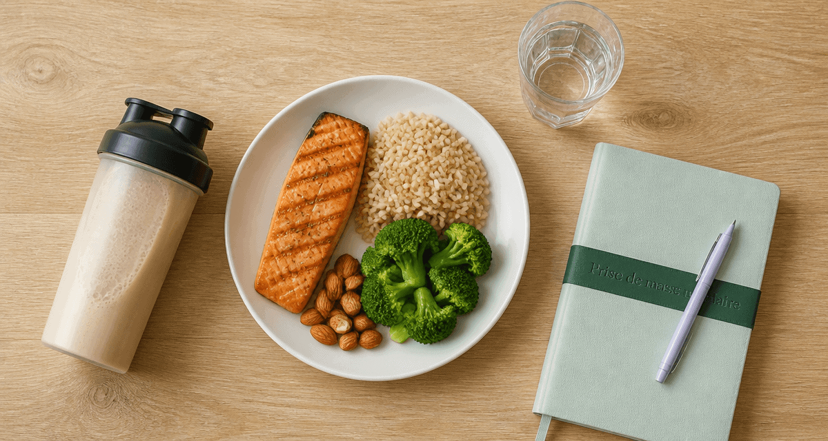 prise de masse musculaire aliments assiette saumon riz brocolis