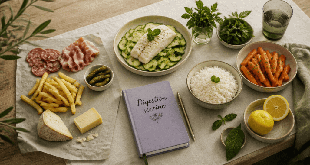 Probleme de digestion aliments a eviter assiettes saines et aliments gras