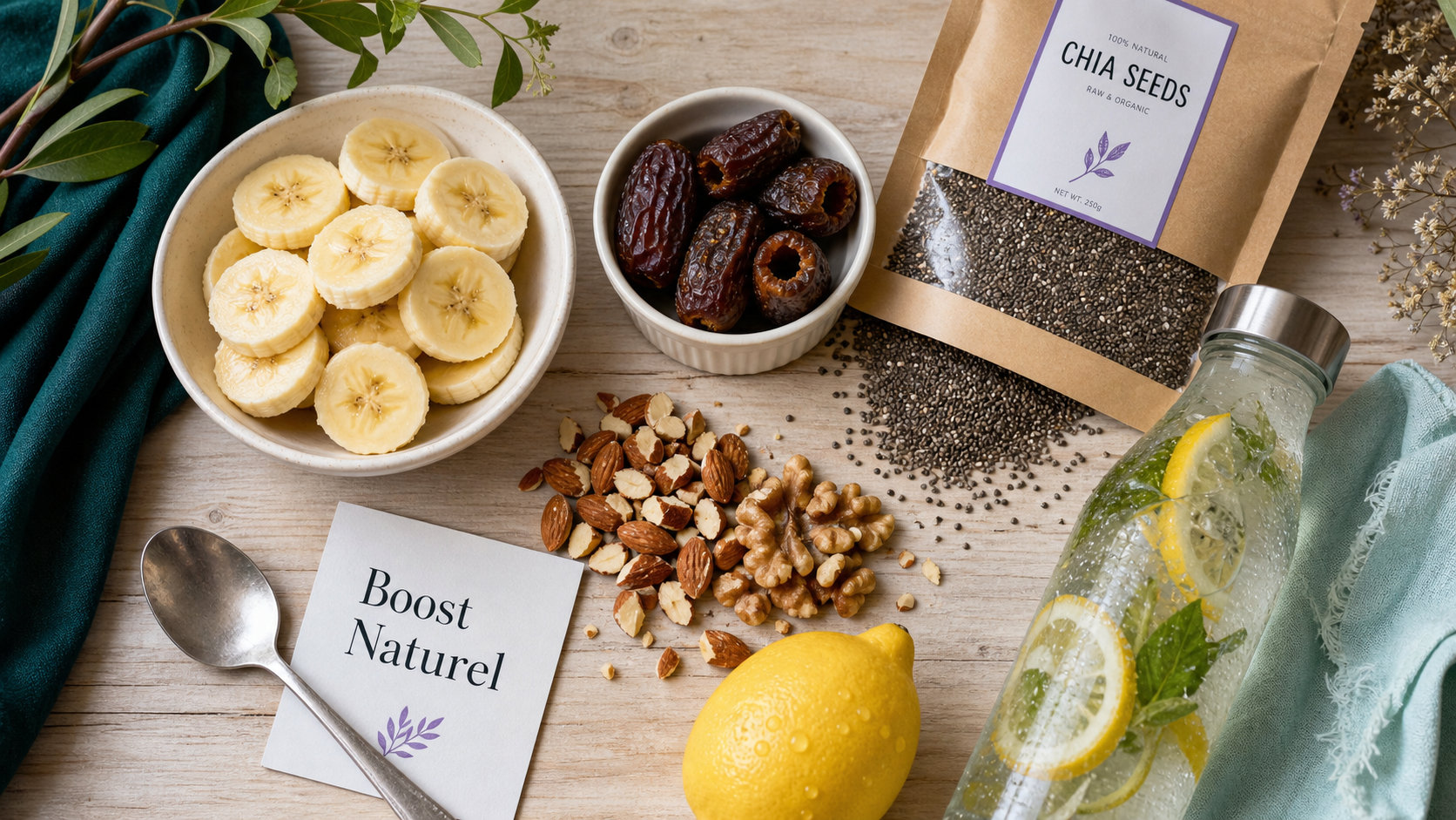 Aliment qui donne de l energie rapidement : banane, dattes et graines de chia