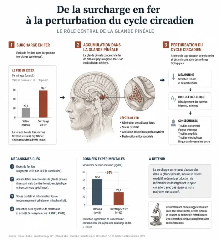 Schéma explicatif du lien entre hémochromatose et troubles du sommeil