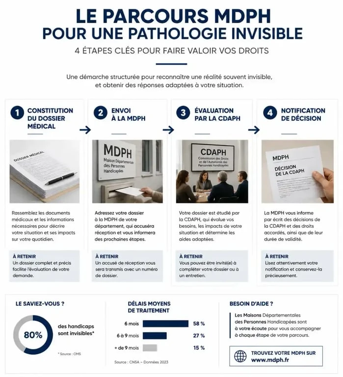 Étapes du parcours de reconnaissance MDPH pour la fibromyalgie et les maladies invisibles