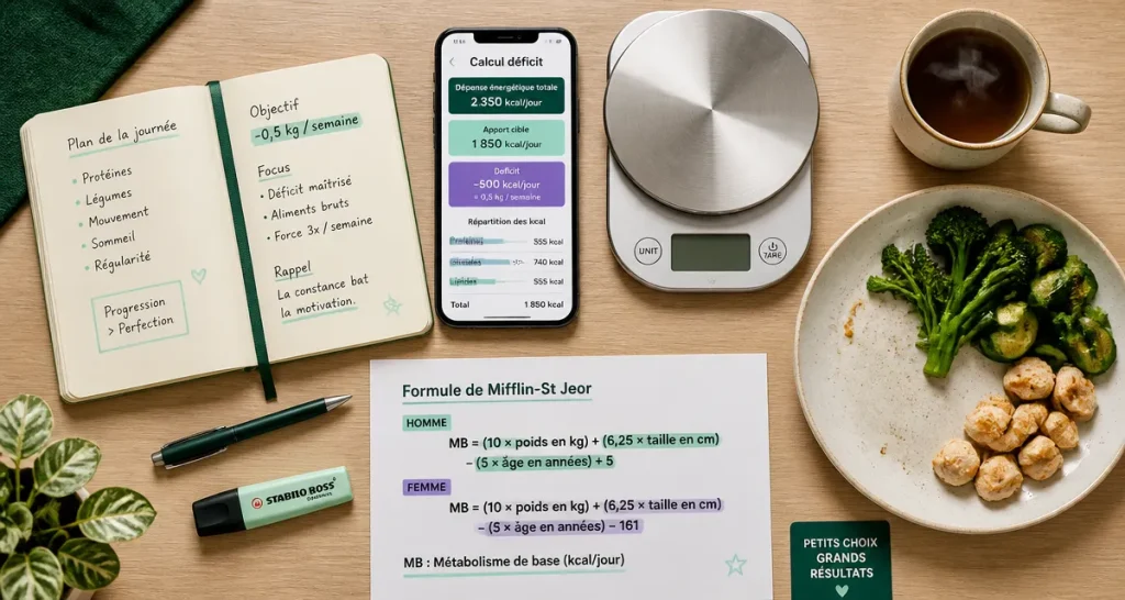 Etre en deficit calorique : calcul et astuces pour perdre du gras sans s’affamer