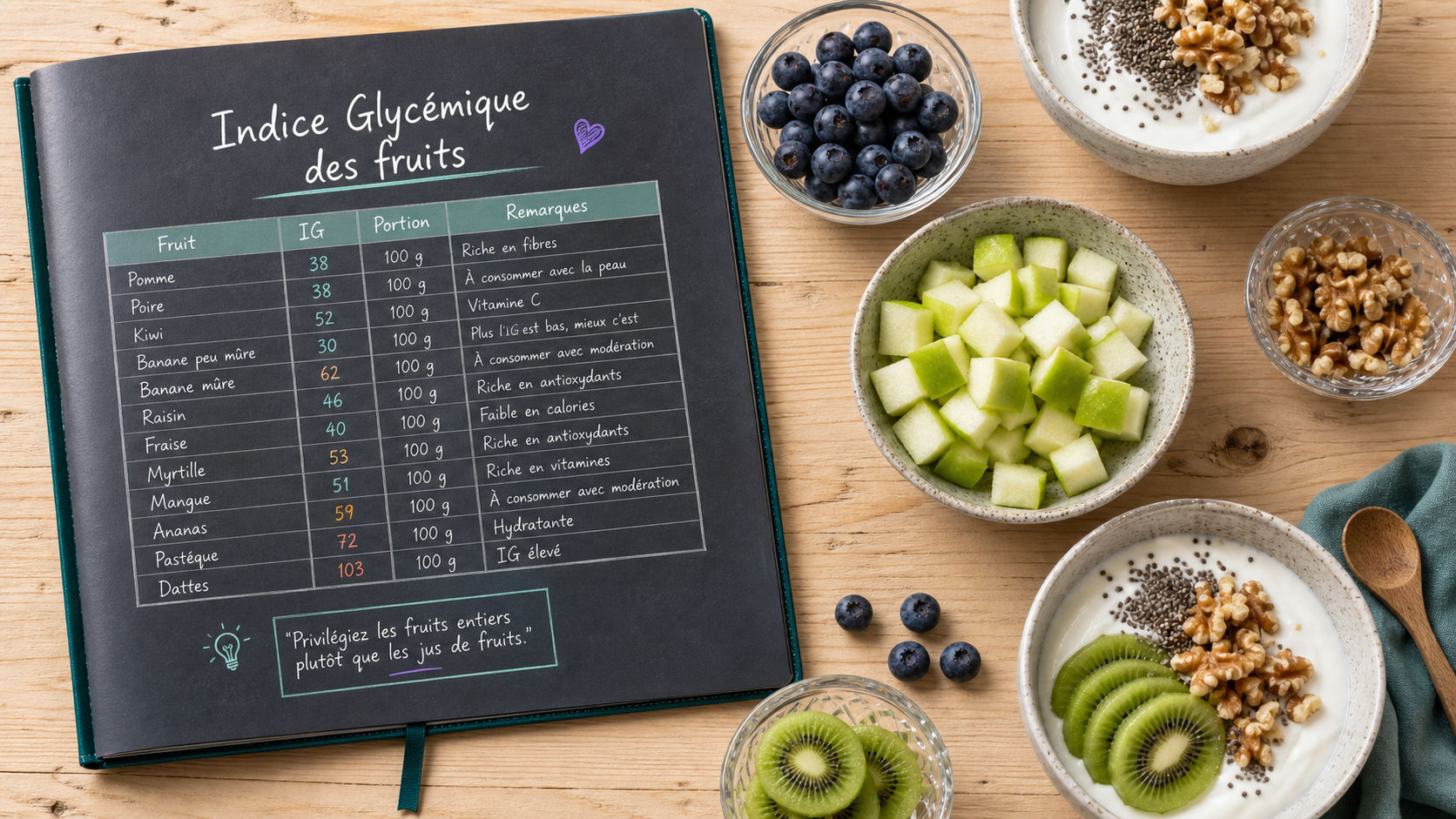 Indice glycemique des fruits tableau, fruits et stratégie pour stabiliser la glycémie