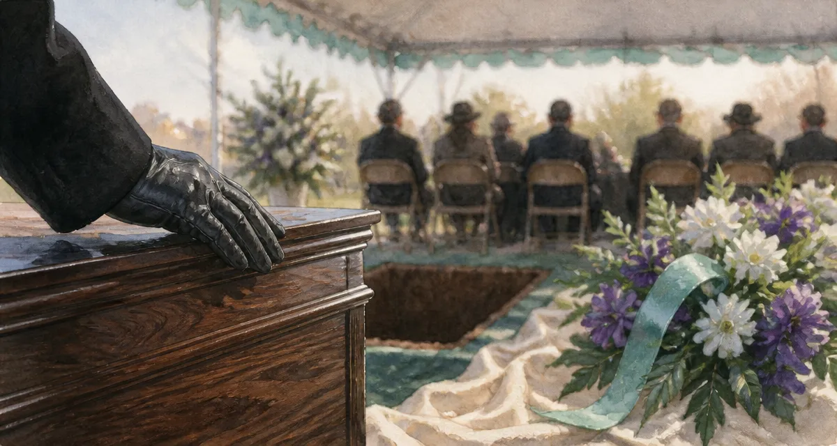 Rever de l'enterrement de quelqu'un qui est deja mort : main sur cercueil et fleurs