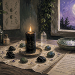 Rituel pleine lune en Scorpion bougie pierres